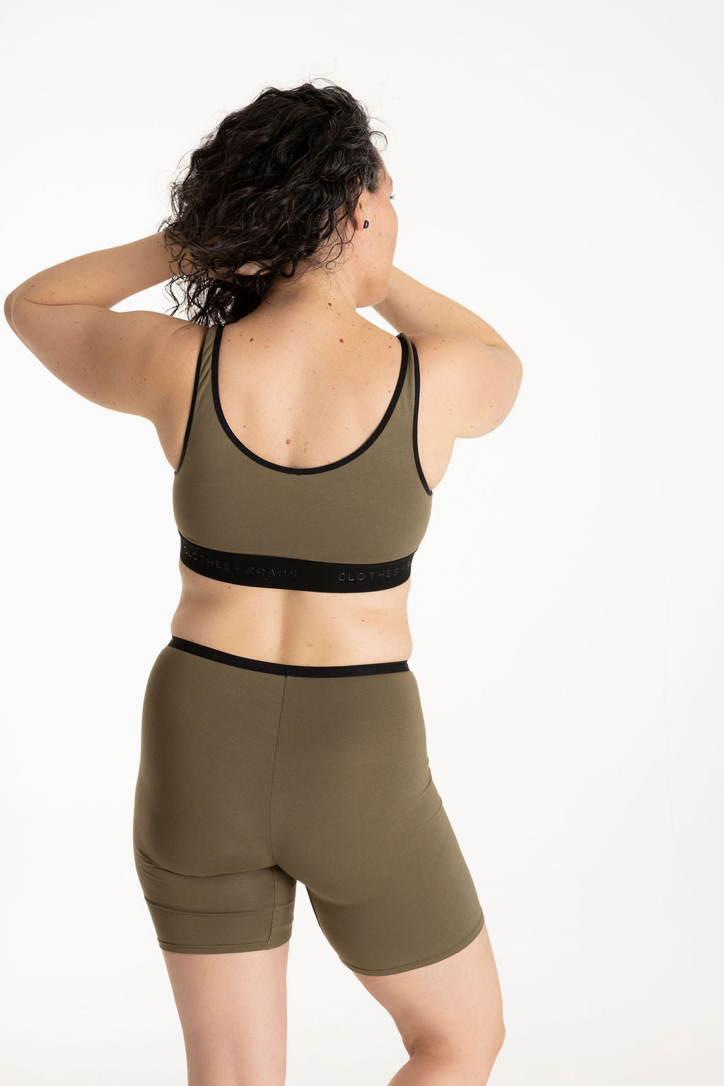 Olive bralette and olive long women's boxer