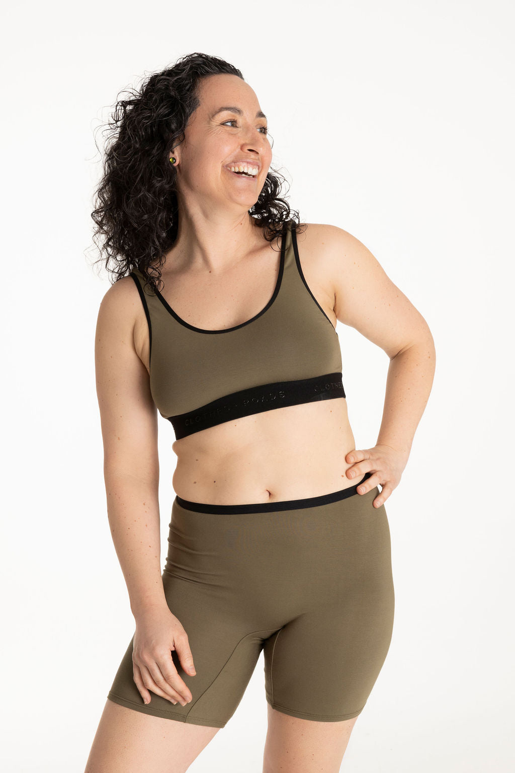 Olive bralette and olive long women's boxer