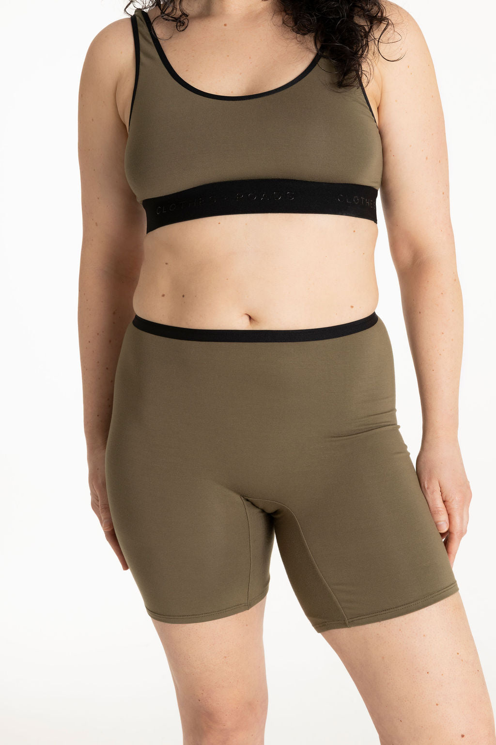 Olive bralette and olive long women's boxer