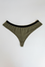 Green thong with black waistband on a white background