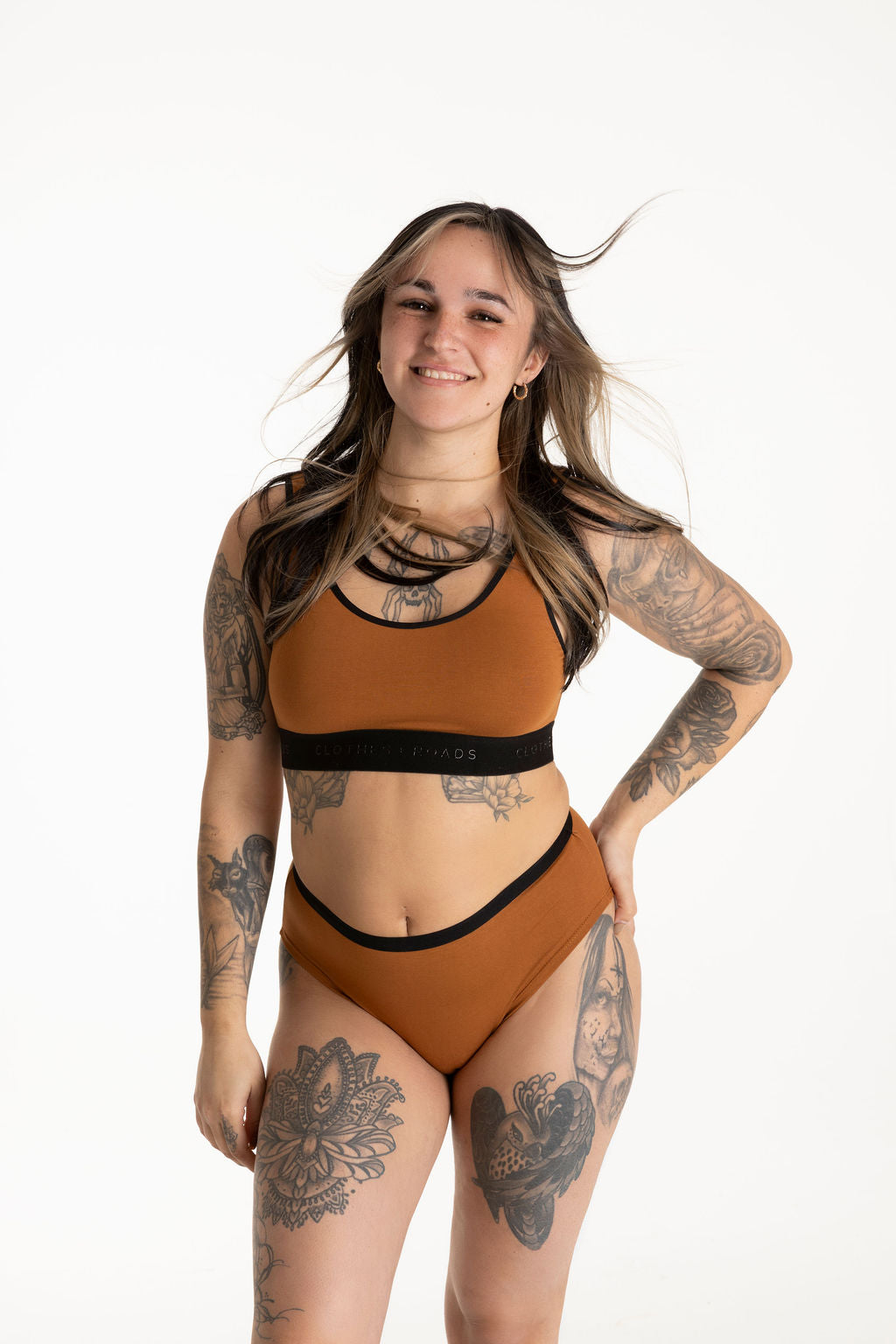 Redwood bralette and redwood high-cut brief