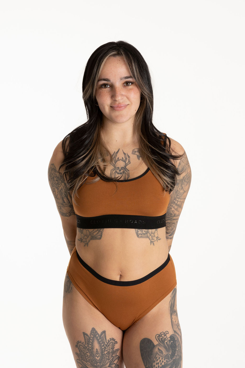 Redwood bralette and redwood high-cut brief