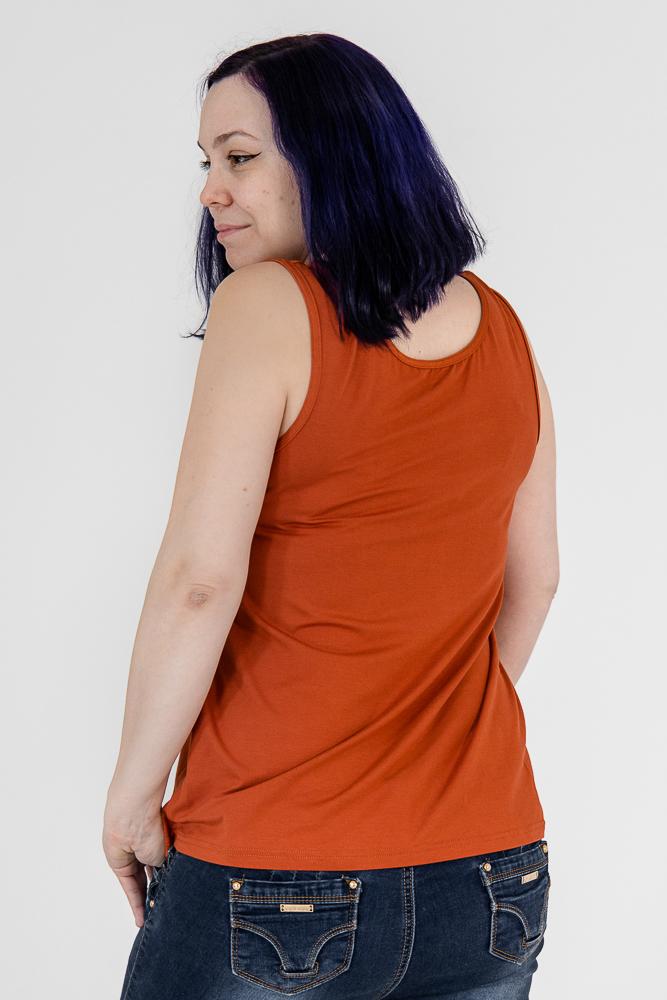 Back view of the burnt orange reversible bamboo camisole.